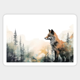 Boreal watercolor fox Magnet